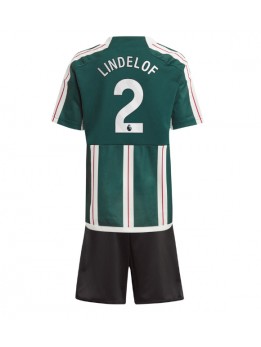 Otroški Nogometna dresi replika Manchester United Victor Lindelof #2 Gostujoči 2023-24 Kratek rokav (+ hlače)